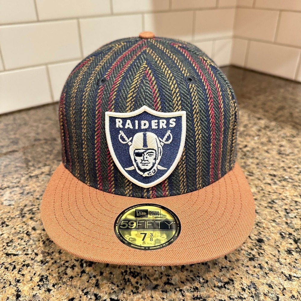 Raiders New Era 59FIFTY Fitted Hat 7 3/8 AFL 60th Anniversary Herringbone New